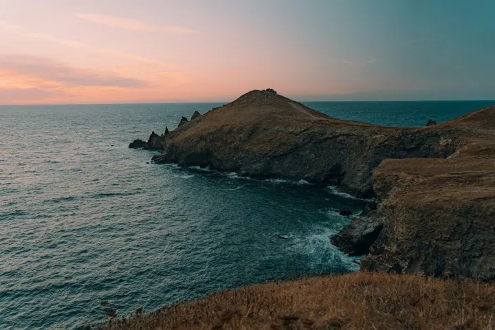 A rocky promontory at sunset